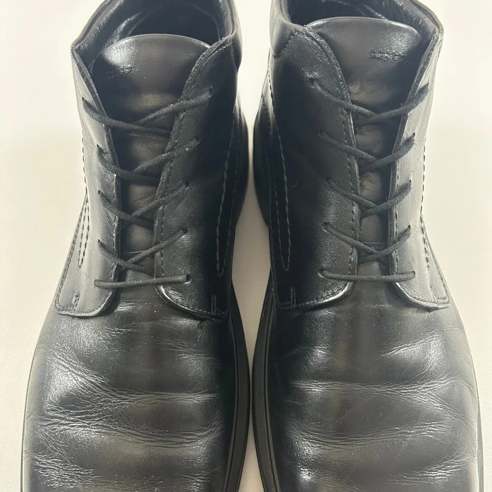 ECCO Chukka Boots Mens 13/EU47 Black Leather Gore-Tex Waterproof Square Toe